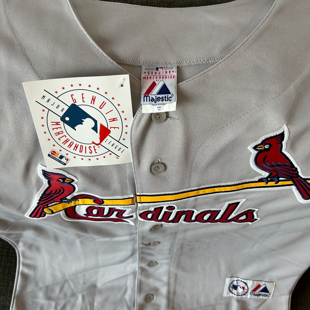 Majestic Authentic St Louis Cardinals MLB Baseball Gray Jersey Men’s Sz: M - Picture 2 of 4